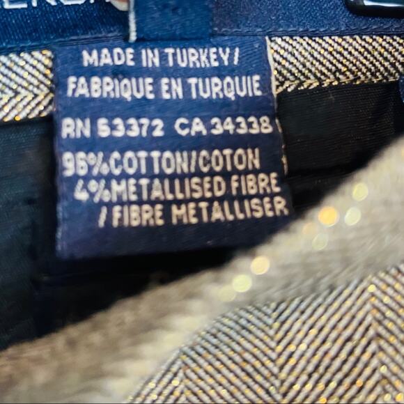 French Connection Skirt Metallic Gold Herringbone Pencil Secretary Chic Size 2 - Picture 5 of 11